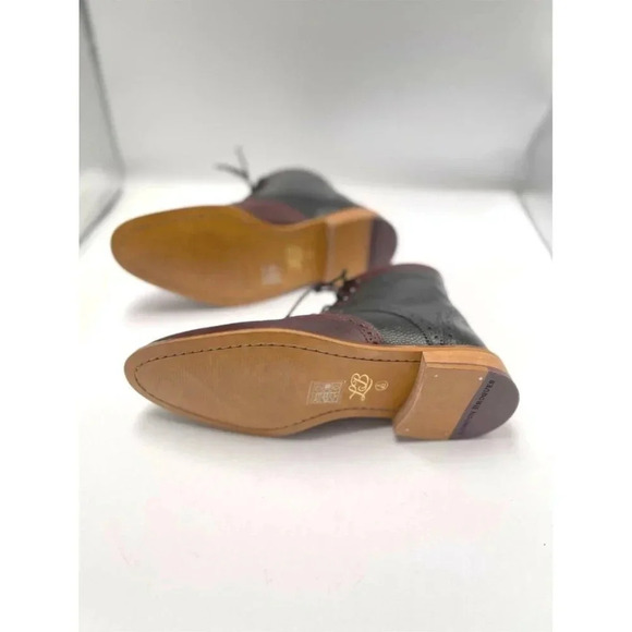 London Brogue Mens Shoes Size 8 Wing Tip Handcrafted Black  Brown Leather - Picture 6 of 11